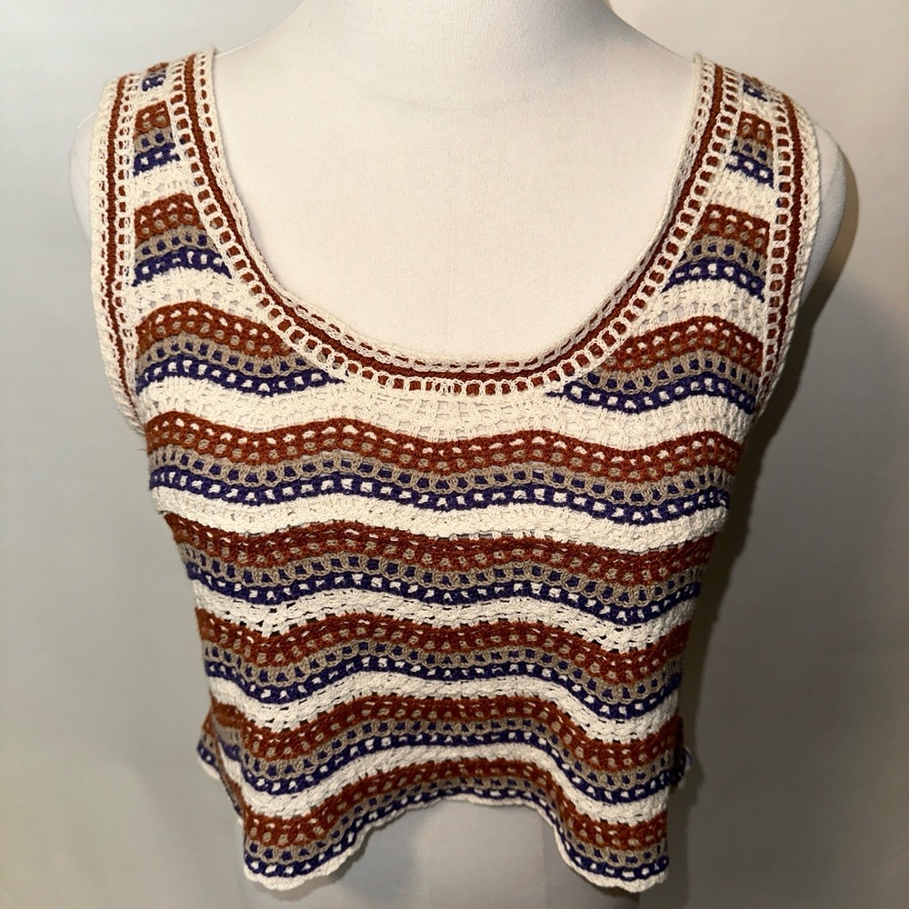 Rebellion Again Crochet Sleeveless Crop Top Bohemian Small NWT